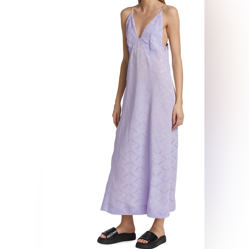 Ganni Lavender Slip Midi Dress